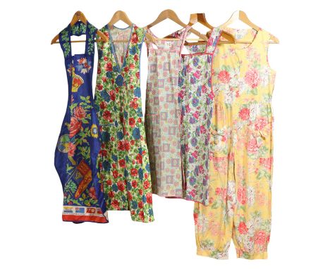 A vintage Laura Ashley and four other floral pinafores 