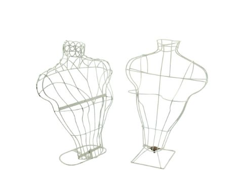 Two vintage wire shop display female torso mannequins, largest 53cm x 37cm