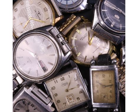 A group of vintage wristwatches, including a boxed 1970s Timex Quartz, two Seiko 5 automatic wristwatches, a lady's Seiko Hi-