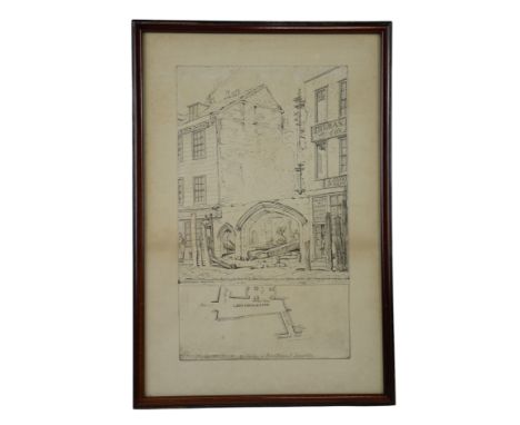 Robert Blemmell Schnebbelie (19th Century)A Regency pen-and-ink sketch depicting a building being demolished, above a street 