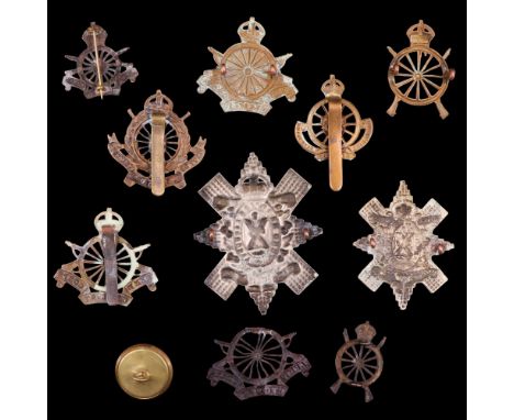 A group of Army Cyclist Corps, Northern Cyclist Battalion and Highland Cyclist Battalion cap and collar badges etc