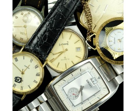 A group of vintage wristwatches including Rotary,  Cyma and DKNY