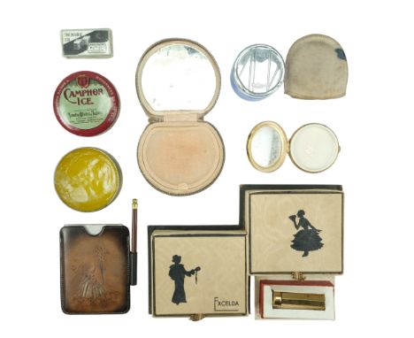 A group of vintage dressing and grooming accessories including a Yardley and one other powder compact, an Exelda handkerchief