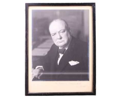 [ Autograph ] Walter Stoneman (1876-1958), portrait of Sir Winston Churchill, taken 1 April 1942, silver gelatin photographic
