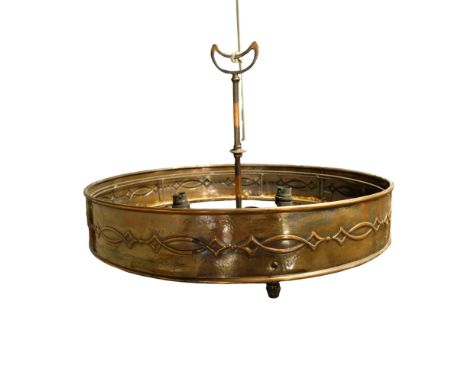 A George V anodised pendant corona light fitting, 46 cm 