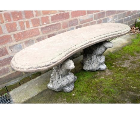 A precast garden bench, 116 x 39 x 41 cm