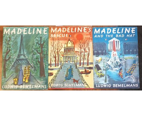 Three Vintage Children's Titles by Ludwig Bemelmans entitled Madeline, London 1952, Madeline Rescue London, 1953, and Madelin