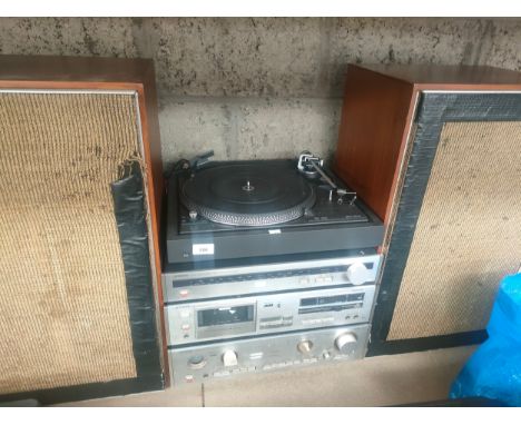 A Luxman Mid century hifi system leak model mid century speakers 