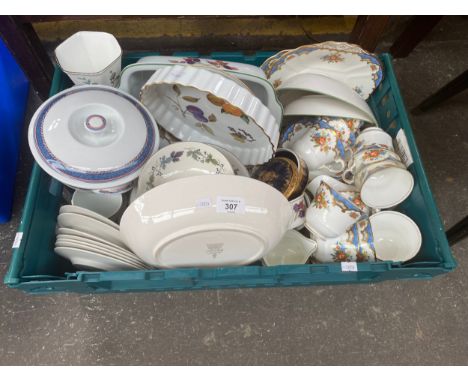 A Large box of tea ware to include Royal Worcester 