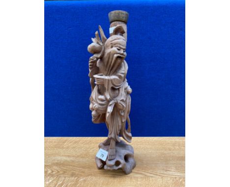 A Carved Oriental man table lamp unwired 