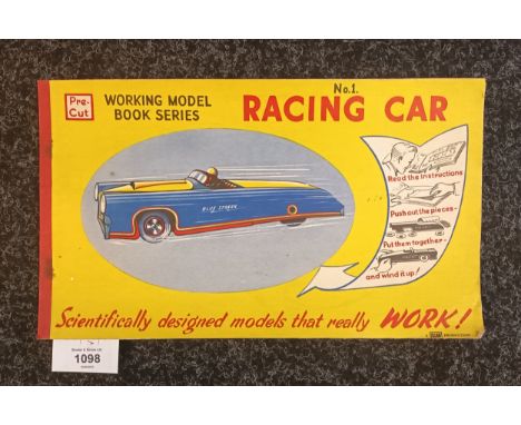 Children's model book 'The Racing Car' Series No.1, Pre- cut working model book All papercut pages still present. [Shaw produ