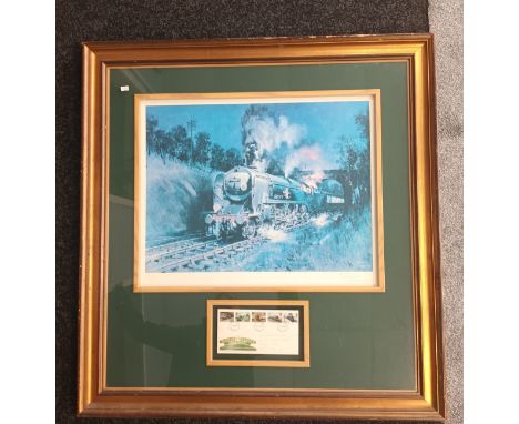 Limited print ''Port Line'' by Terence Cuneo. Print 103/850, Signed by the artist.Depicting S.R Merchant Navy locomotive that