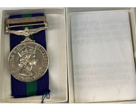 The General Service Medal 1918-1962 Canal Zone, belonging to 22462134 DVR R THOMSON R SIGNALS- comes with ribbon and box. 