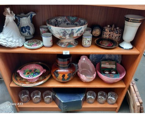 Three Shelves of collectables to include Royal Worcester, Oriental Ware and Studio Art