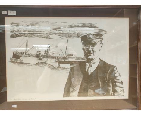 Large Royal Navy limited edition print 19/30  titled Parser wythe Hebrides loch Shipport dated 1977 signed  Andrew monuie 