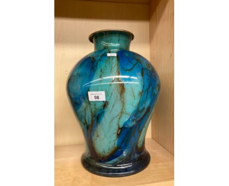 A Large Art Glass Vase possibly Monart converted to a table lamp 