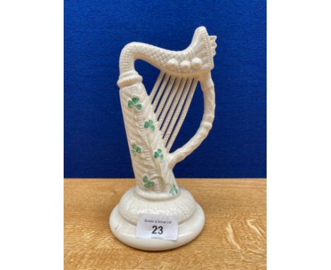 A Belleek porcelain Harp 