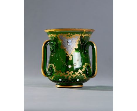 glass, enamel, gilt, stonesH. 16.5 cm, D. 14.5 cm