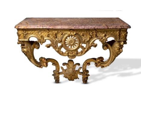 Console decorated with grids, acanthus foliage and staples.The front has a large openwork rosette.The uprights are adorned wi