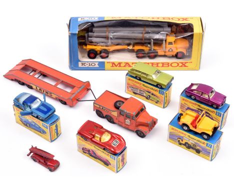 6x Matchbox Superfast/King Size. Iso Grifo (14d). Volkswagen 1600TL (67b) in metallic purple. Porsche 910 (68c). Standard Jee