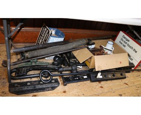 A quantity of Railwayana. Including cast iron items; fish plates, vacuum brake hose, track spanner BR(W) 1958, track chair an
