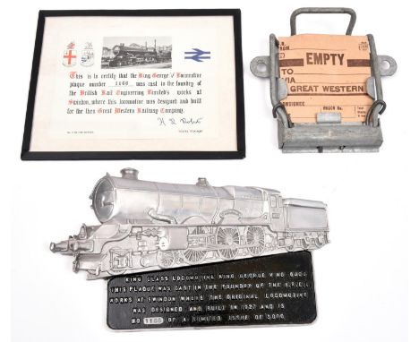 2x items of GWR interest. A limited issue cast aluminium plaque celebrating the GWR King Class 4-6-0 locomotive King George V