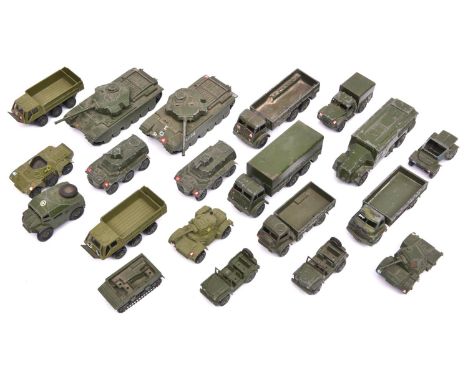 20 Dinky Military Toys. 2x Stalwart, 2x Centurion Tank, 2x Foden 10-Ton Army truck, 2x Armoured Personnel Carrier, 2x Armoure