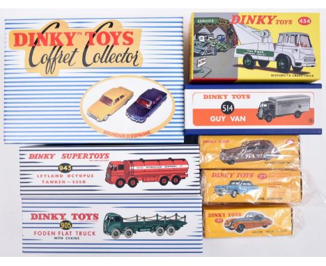 9 Atlas Dinky. Including a French issue 2 vehicle set - BMW 1500 Berline and a Ford Taunus (500SPlus a Leyland Octopus Tanker