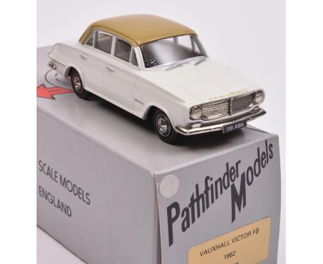 A Pathfinder Models white metal 1962 Vauxhall Victor FB saloon (PFM 23). An example in white with olive roof. With limited ed