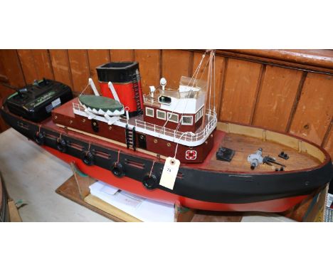 A fine large-scale model of an Ocean Going Tug. Length 109cm. A well constructed radio controlled vessel with removable centr