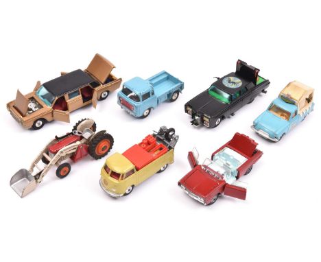 7 Corgi Toys. Lincoln Continental Limousine, example in metallic gold with black roof and red interior, complete with battery