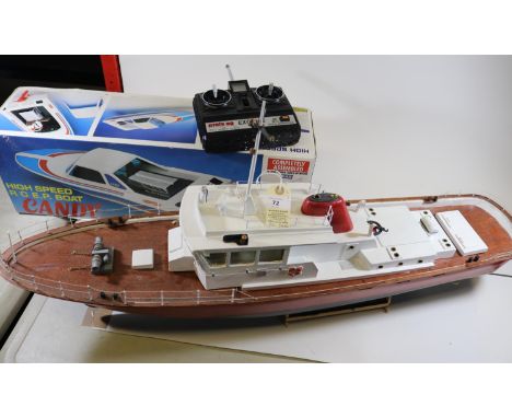 3 radio controlled Ships, one to be completed. A Harbour Launch 'Samson'. Length: 90cm. A plastic and wood constructed kit, b