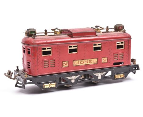 An impressive Lionel O Gauge 3-rail electric powered 4 wheeled locomotive. in the style of a European Swiss/German twin panto