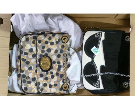 Two Lulu Guinness handbags: confetti print large Annabelle bag together with a doll face hand bag. both in dustbags (2) 