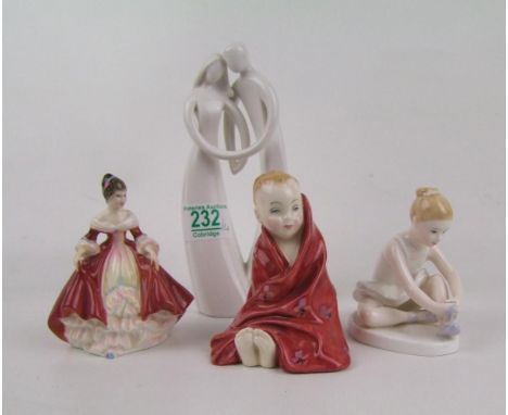 Royal Doulton figurines to include: This Little Pig HN1793, Summer Belle HN3174 (seconds),  Ballet Shoes HN3434 together with
