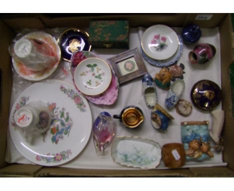 A mixed collection of items to include Pendelfin rabbit figures: Wedgwood Kutani Crane plate, Spode miniature cup and saucer,
