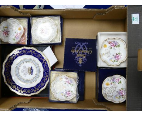 Collection of Royal Crown Derby limited edition wedding &amp; commemorative trays, Commissioned by Wheelers, together with si