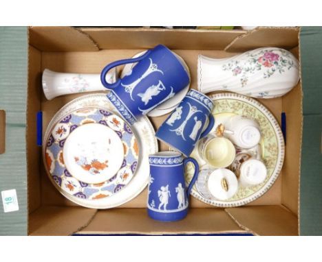 A mixed collection of pottery items to include: Spode Shima patterned plate, Anysley &amp; similar commemorative items, etc 