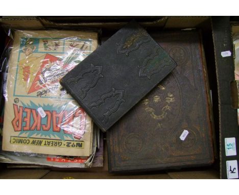 A Victorian photo album: to contain approx 30 seperate portraits plus several vintage 78's in folder,A mixed ephemera lot: to