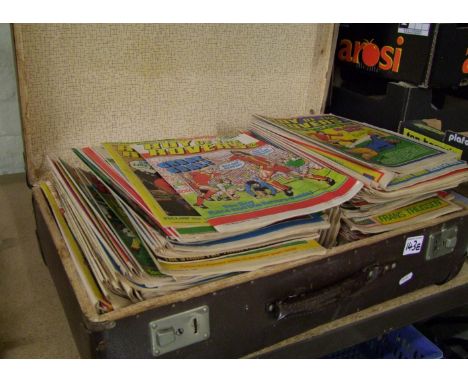 Vintage suitcase containing large quantity of Roy Of The Rovers - dated 70's - 80's. 