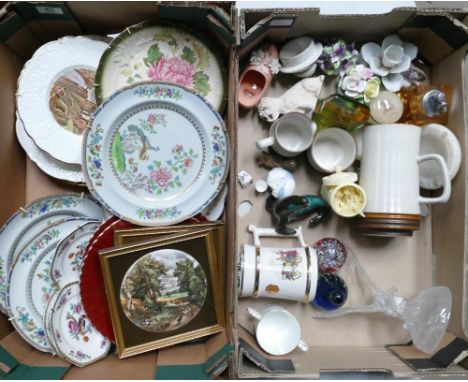 A mixed collection of items to include: Spode Decorative wall plates, similar Royal Cauldon items,  Denby Tea pot etc (2 tray