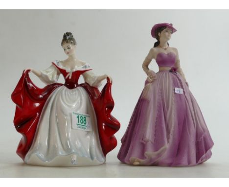 Royal Doulton Lady Figure Sarah HN2265: together with matt Coalport similar item Evening Promenade(2) 