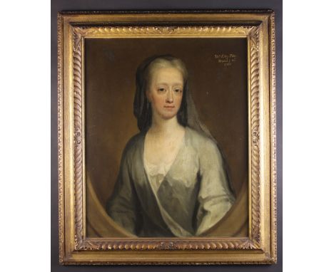 English School. Attrib. George Dowdney, (Active 1730-1750). An 18th Century Oil on Canvas: Head & Shoulders Portrait of a Lad