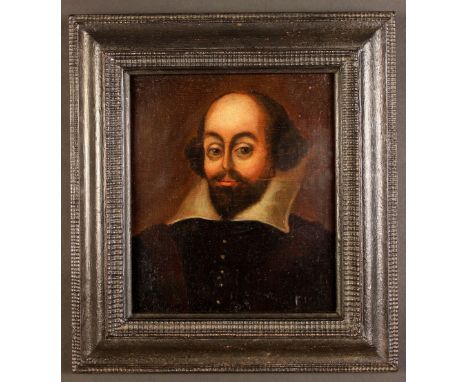 English Provincial School, Circa 1600. Oil on Oak Panel: Portrait of a Gentleman believed to be William Shakespeare, 9½ ins x