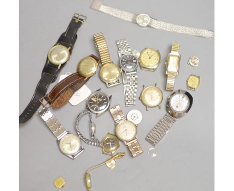 A collection of gentlemans' and lady's assorted base metal wrist watches, including Roamer, Timex, Neson, etc.