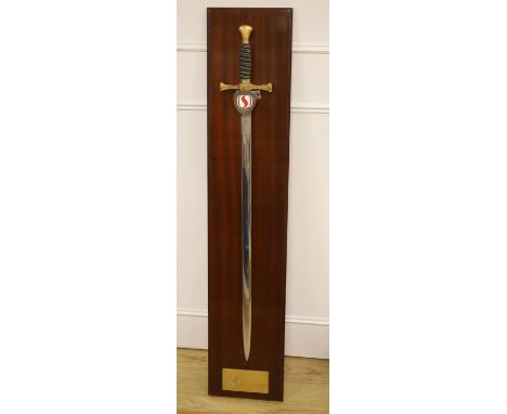 A Wilkinson presentation sword, presented by The Wilkinson Sword Group to Safeway Foodstores to commemorate 21 years of Tradi