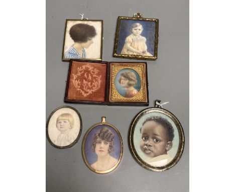 Phyllis Cooper (1895-1988), a collection of miniature portraits, circa 1920, watercolour on ivory, comprising: 'Kathleen' (tw