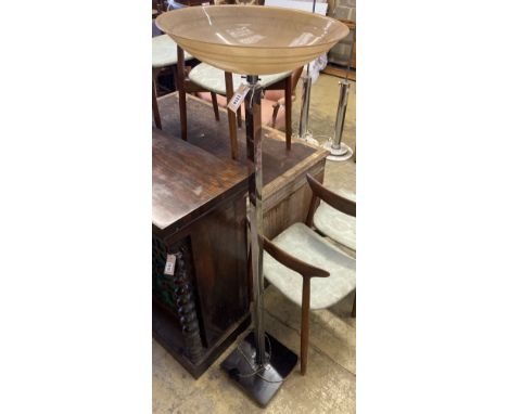 An Art Deco lamp standard, with composite shade, height 159cm