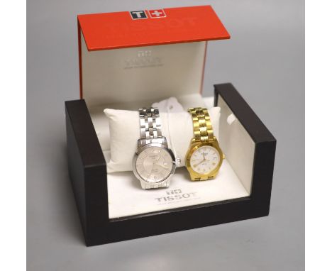 A Tissot 1853 PRC 200 gentleman's stainless steel wristwatch and a Tissot 1853 PR 50 gold-plated wristwatch, the former with 
