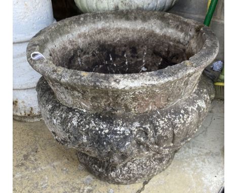 A reconstituted stone garden planter, 52cm diameter, height 40cm